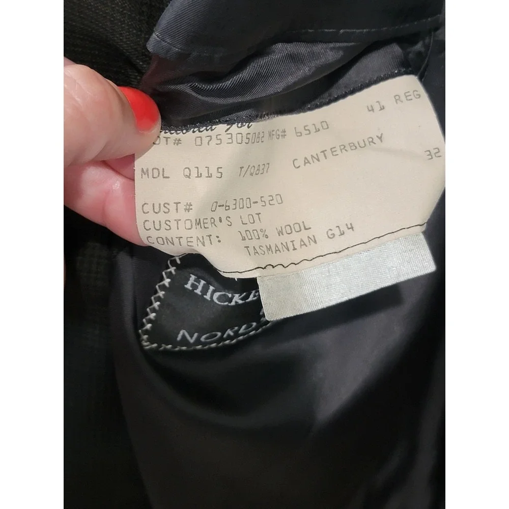 Hickey Freeman Loro‎ Piana 41R Blue Gray Plaid Tasmanian Super 120s Wool Blazer